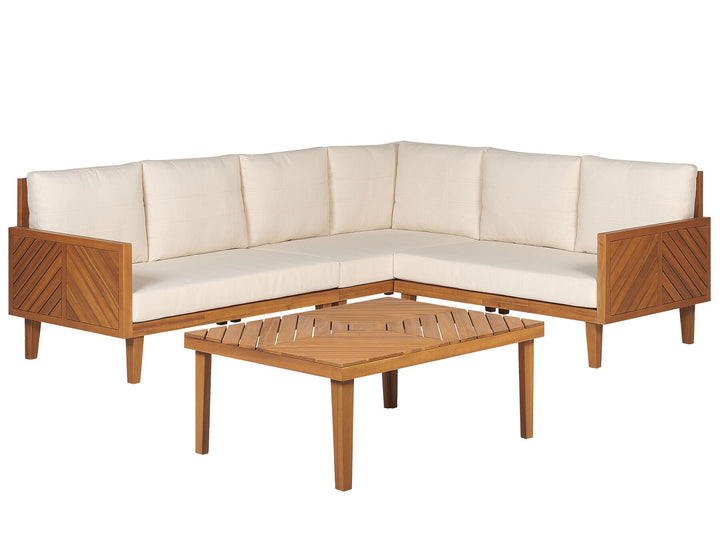 Baratti Garden Corner Sofa with Table 4 Seater Left Hand Acacia Wood Brown
