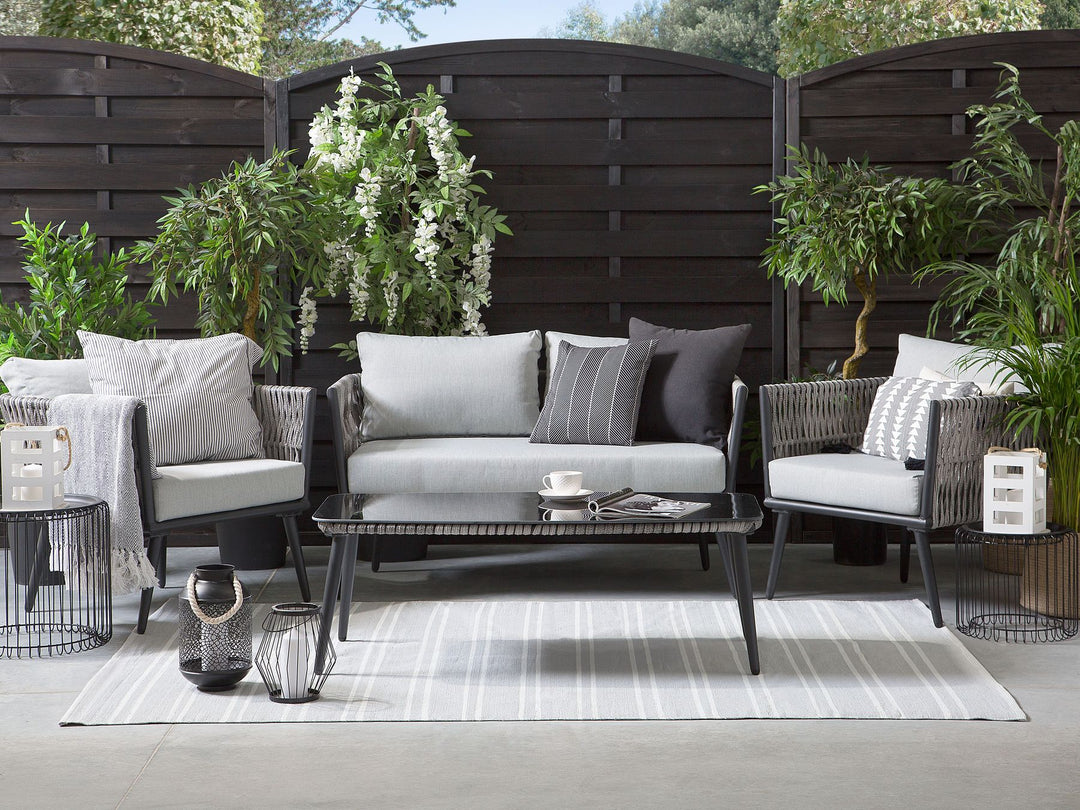 Preveza Garden Lounge Set with Table 4 Seater PE Rattan Grey