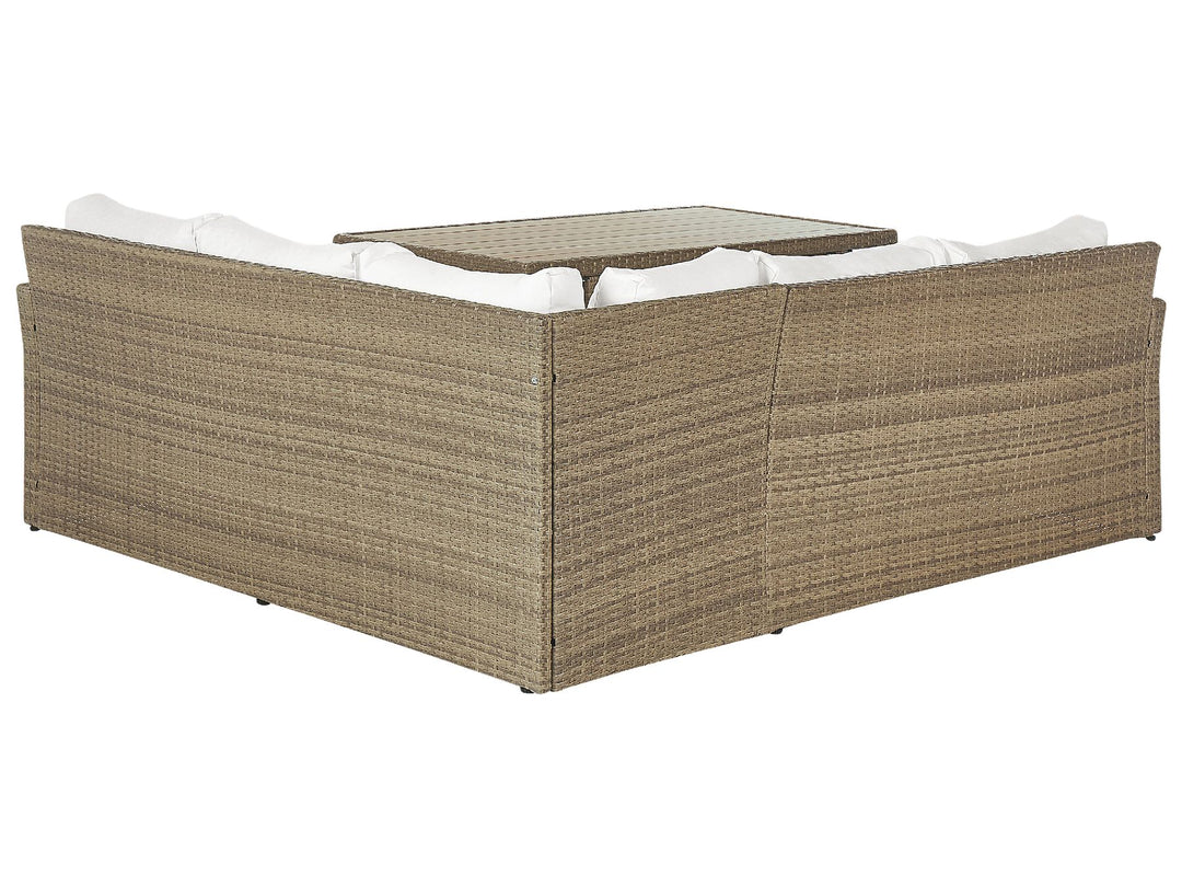 Bardi Garden Lounge Set with Table and Ottoman 5 Seater with Cushions PE Rattan Brown