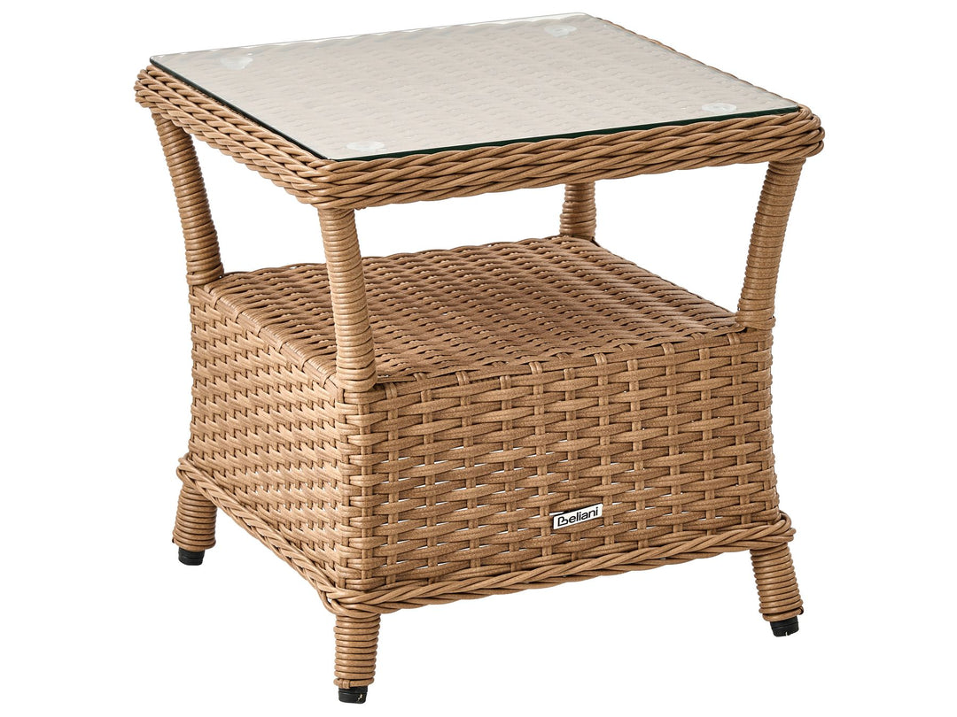 Ponza Garden Lounge Set with Table and Ottoman 2 Seater PE Rattan Brown