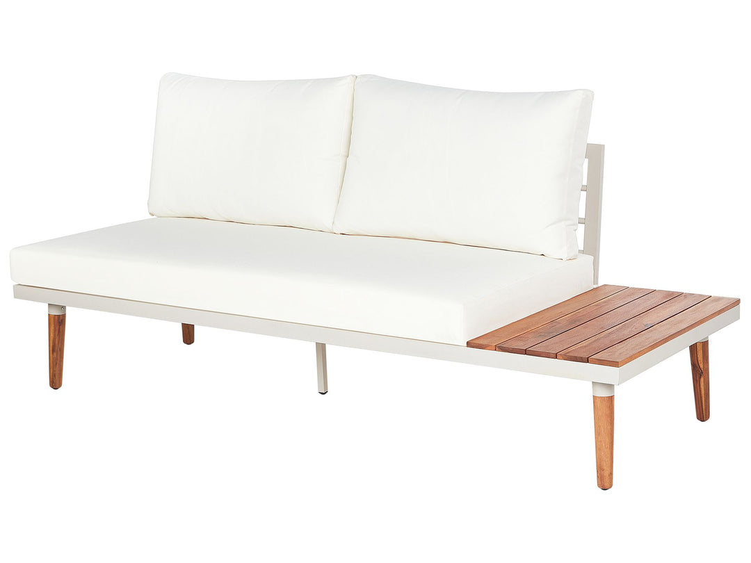 Corato Garden Corner Sofa with Table 5 Seater Acacia Wood Off-White