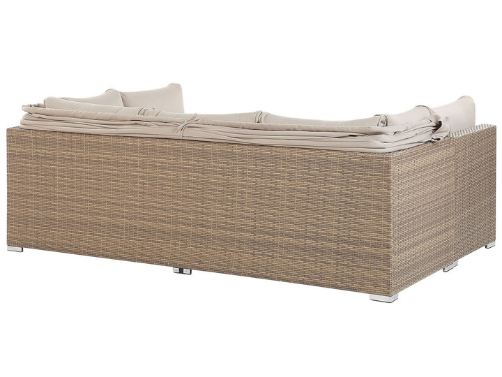 Coccolia Garden Lounge Set with Table 5 Seater Modular PE Rattan Beige