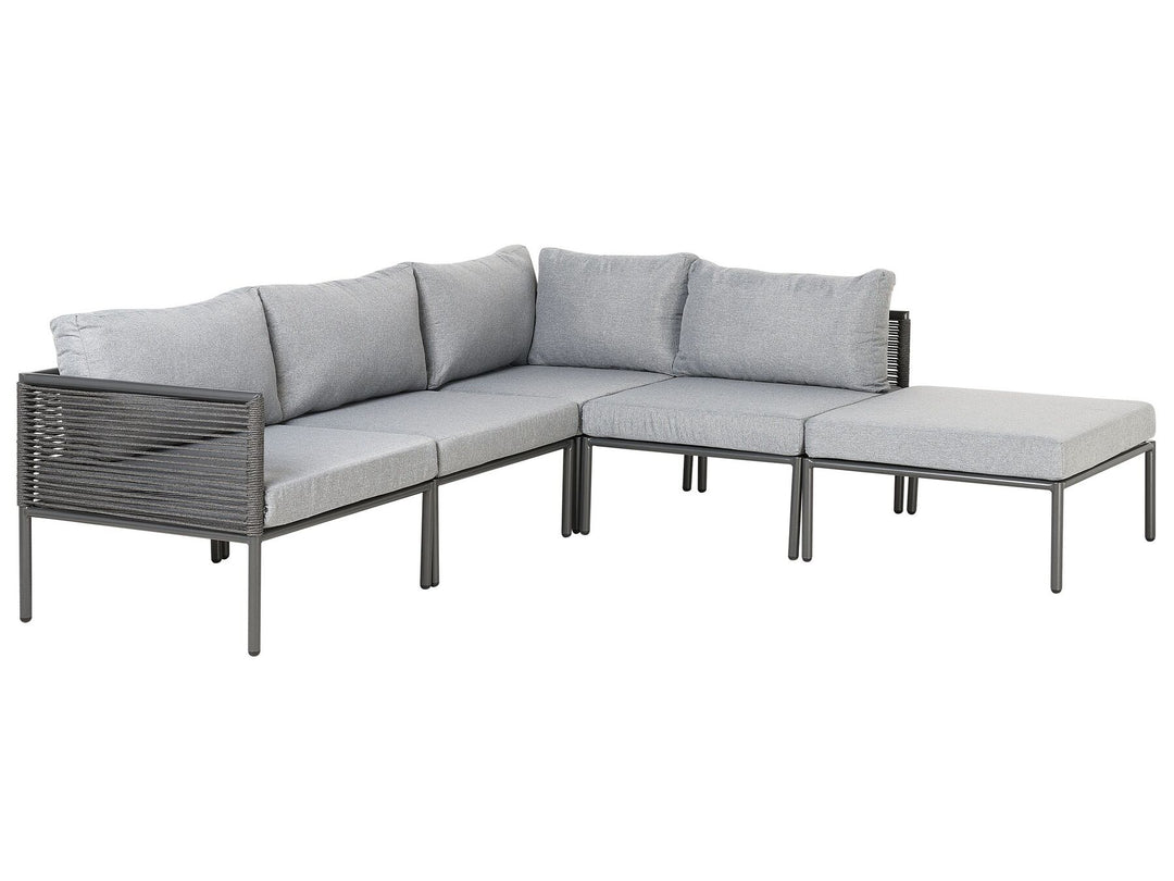 Forano Garden Corner Sofa with Table 6 Seater Metal Grey