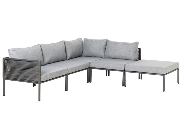 Forano Garden Corner Sofa with Table 6 Seater Metal Grey