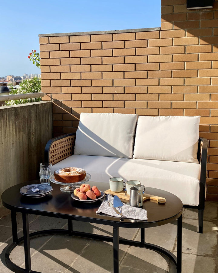Montefalco Garden Lounge Set with Table 2 Seater Metal White