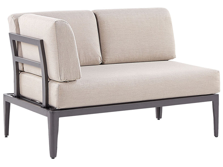 Rima III Garden Corner Sofa with Table 6 Seater Left Hand Modular Metal Beige