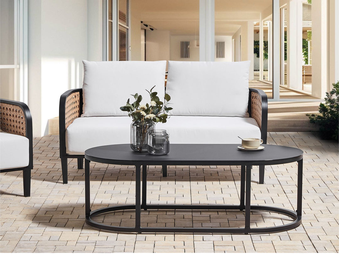 Montefalco Garden Lounge Set with Table 2 Seater Metal White