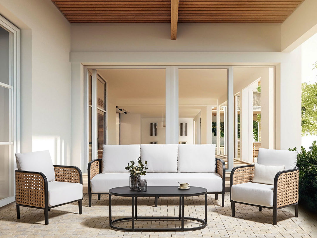 Montefalco Garden Lounge Set with Table 5 Seater Metal White