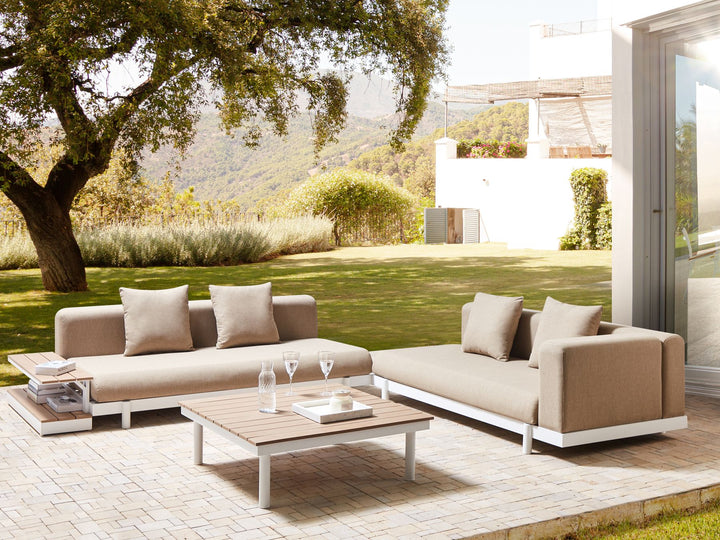 Missanello Garden Corner Sofa with Table 5 Seater Beige