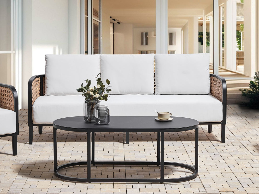 Montefalco Garden Lounge Set with Table 3 Seater Metal White