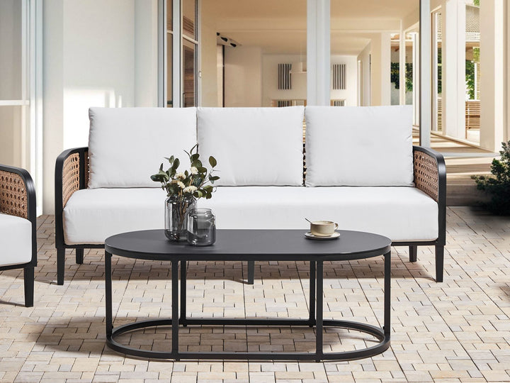 Montefalco Garden Lounge Set with Table 3 Seater Metal White