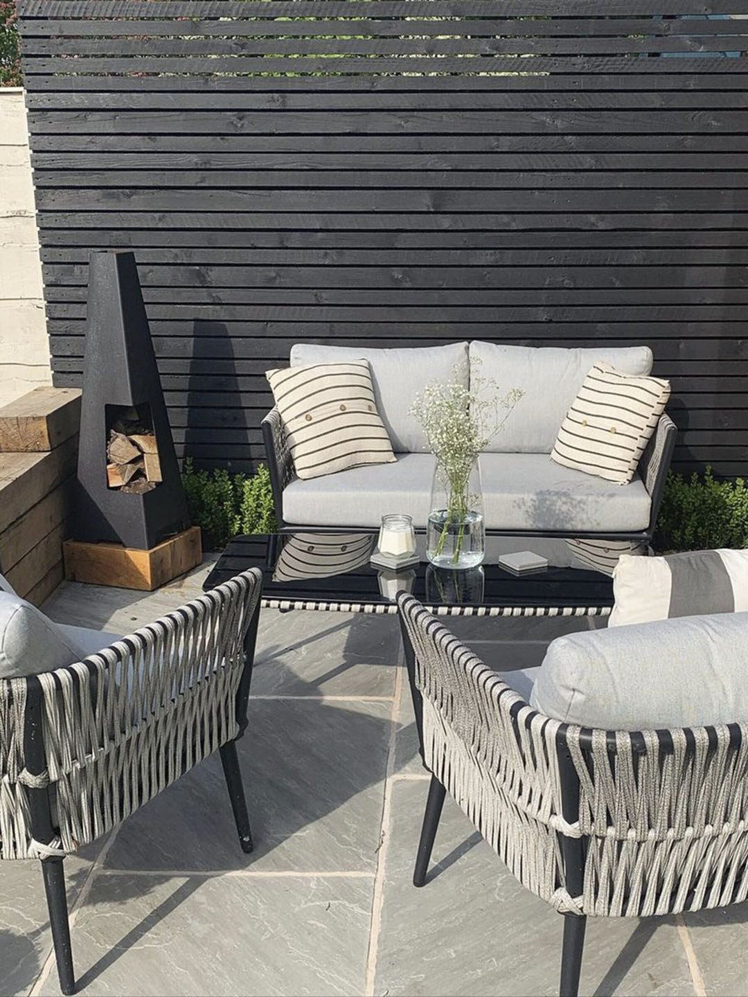 Preveza Garden Lounge Set with Table 4 Seater PE Rattan Grey