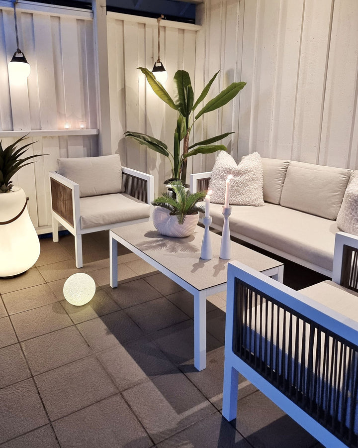 Borello Garden Lounge Set with Table 5 Seater Metal White