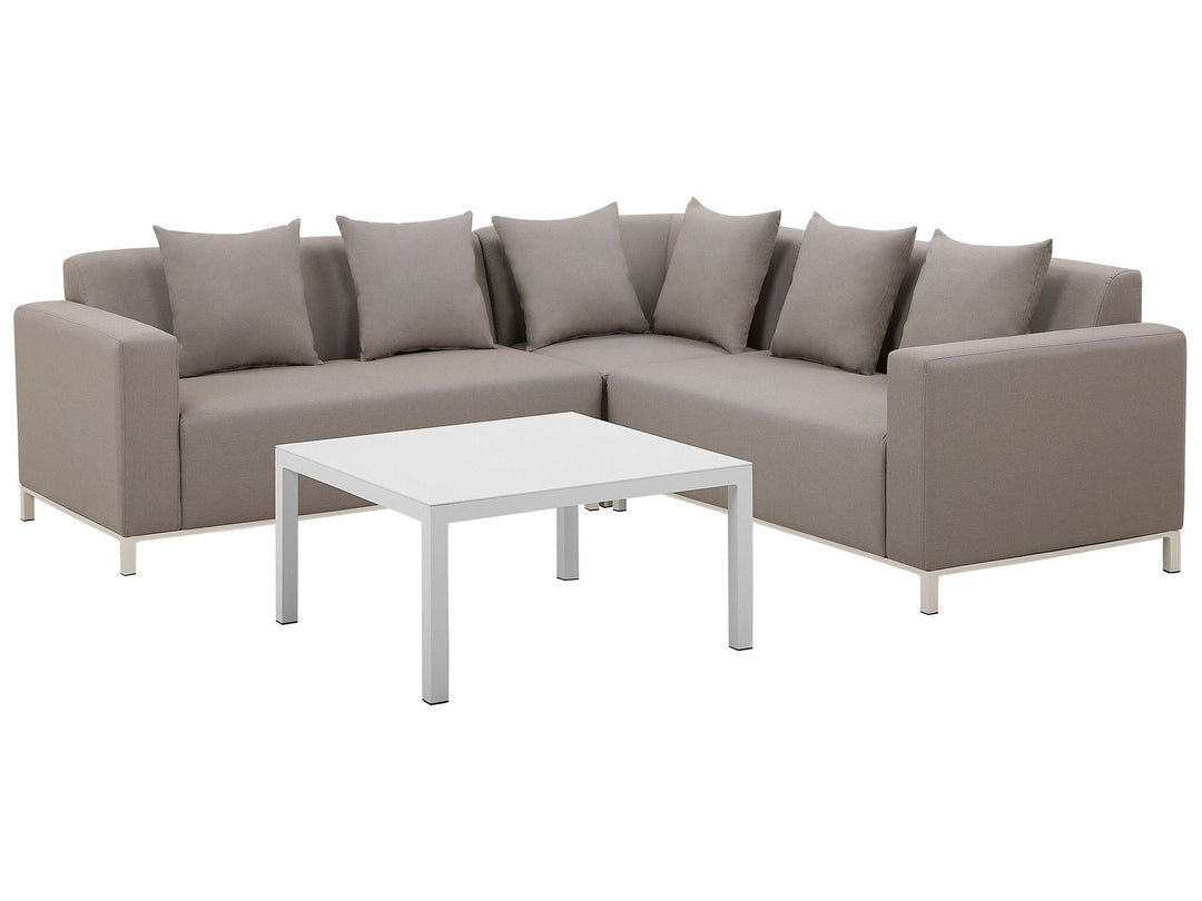 Belize Garden Corner Sofa with Table 5 Seater Right Hand Modular Beige