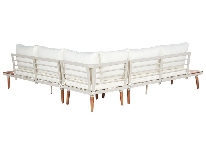 Corato Garden Corner Sofa with Table 5 Seater Acacia Wood Off-White
