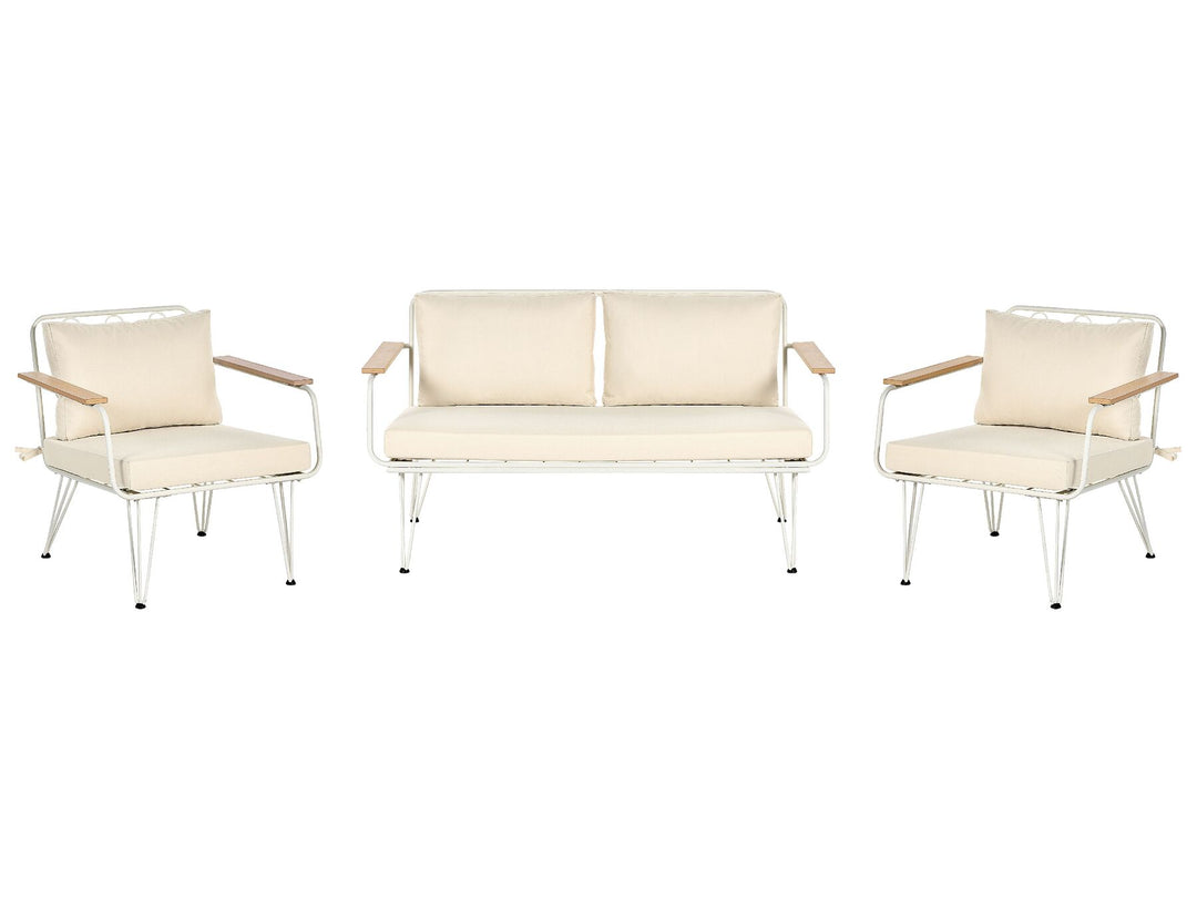 Montesilvano Garden Lounge Set with Table 4 Seater Metal Light Beige