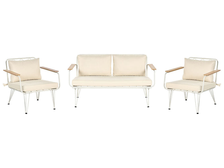 Montesilvano Garden Lounge Set with Table 4 Seater Metal Light Beige