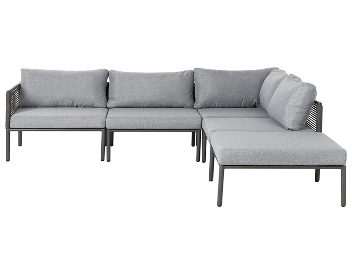 Forano Garden Corner Sofa with Table 6 Seater Metal Grey
