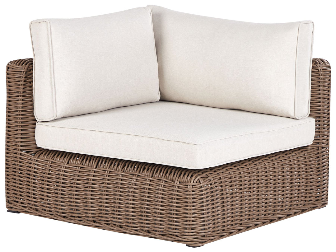 Palermo Garden Corner Sofa with Ottoman 6 Seater Modular PE Rattan Brown