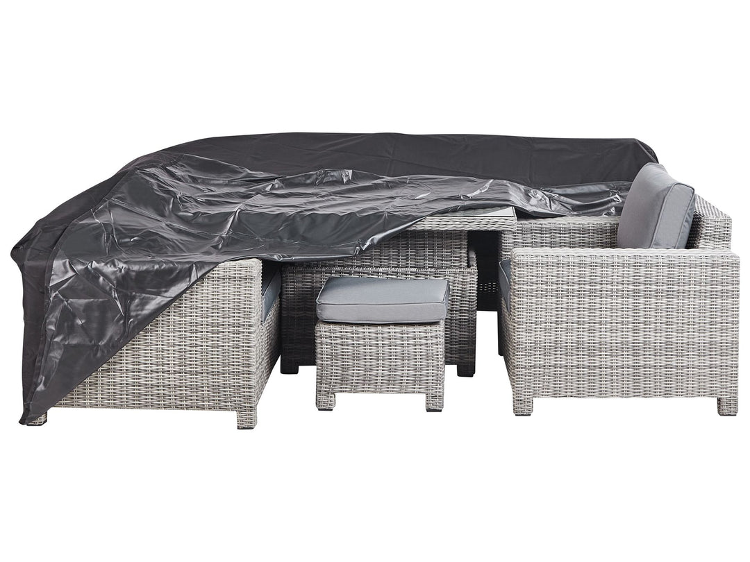 Teglio Garden Lounge Set with Table and Ottoman 9 Seater Modular PE Rattan Grey