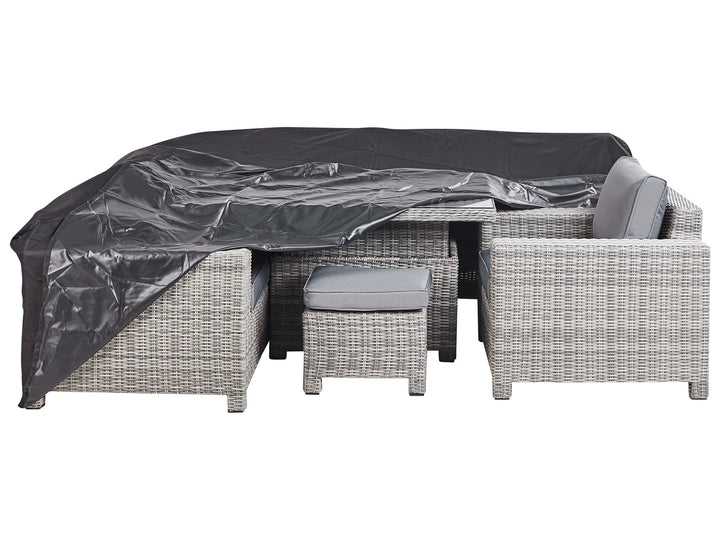 Teglio Garden Lounge Set with Table and Ottoman 9 Seater Modular PE Rattan Grey