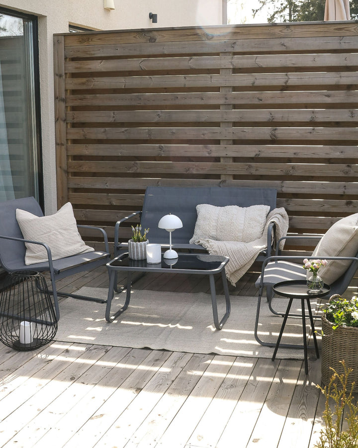 Barrea Garden Lounge Set with Table 4 Seater Metal Black