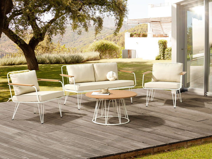 Montesilvano Garden Lounge Set with Table 4 Seater Metal Light Beige