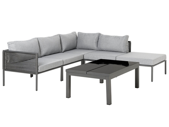 Forano Garden Corner Sofa with Table 6 Seater Metal Grey