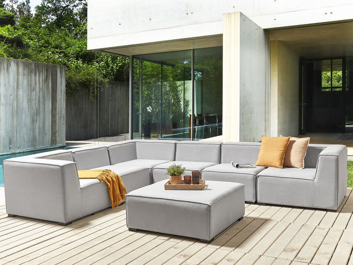 Arezzo Garden Corner Sofa with Ottoman 7 Seater Right Hand Modular Light Grey