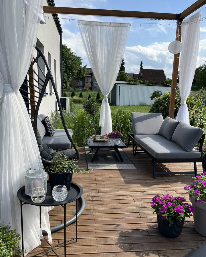 Coccorino Garden Corner Sofa with Table 5 Seater Metal Grey