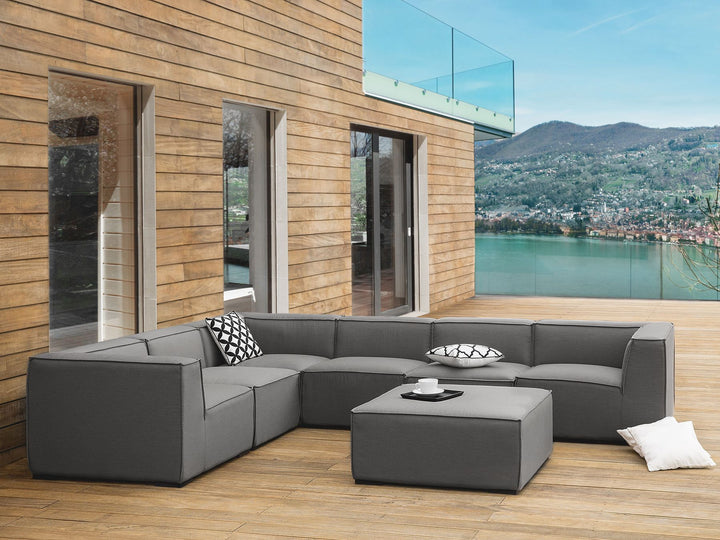 Arezzo Garden Corner Sofa with Ottoman 7 Seater Right Hand Modular Grey
