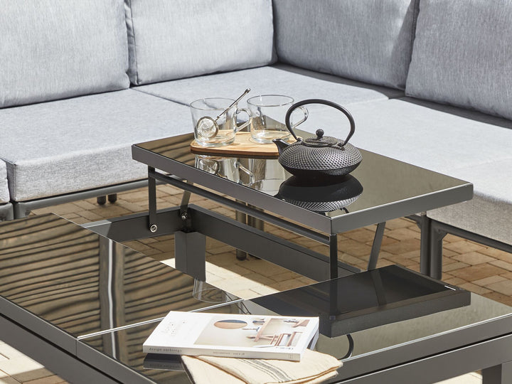 Forano Garden Corner Sofa with Table 6 Seater Metal Grey