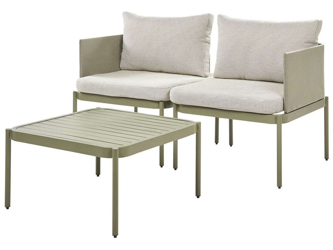 Terracina Garden Lounge Set with Table 2 Seater Metal Olive Green