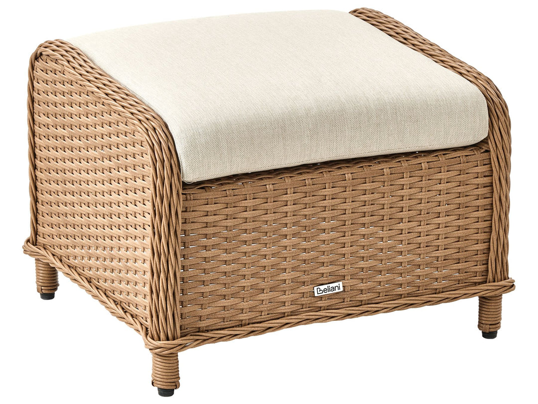 Ponza Garden Lounge Set with Table and Ottoman 2 Seater PE Rattan Brown