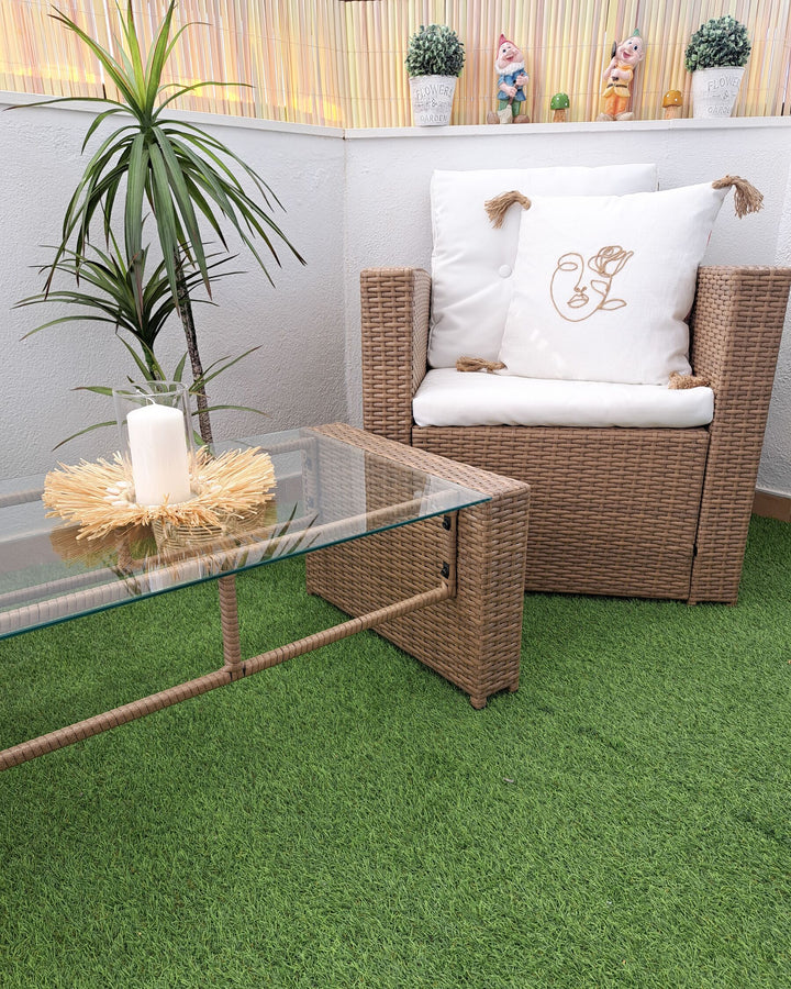 Garden Lounge Set with Table 4 Seater Luca PE Rattan Light Brown