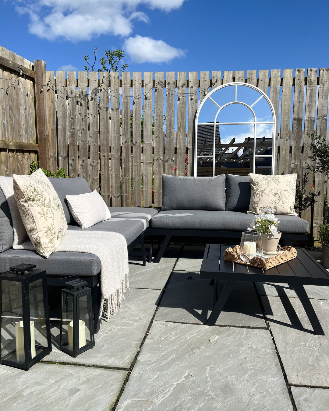 Coccorino Garden Corner Sofa with Table 5 Seater Metal Grey