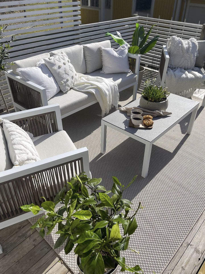 Borello Garden Lounge Set with Table 5 Seater Metal White