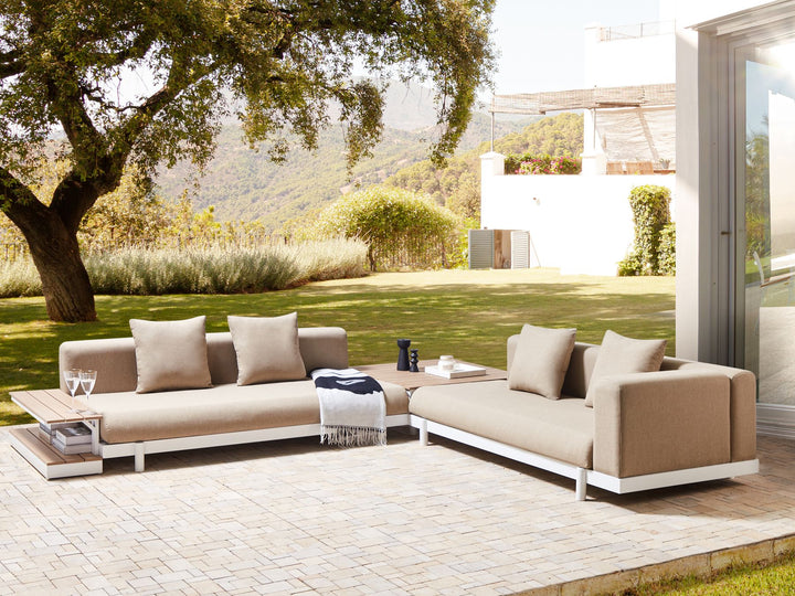 Missanello Garden Corner Sofa with Table 5 Seater Beige