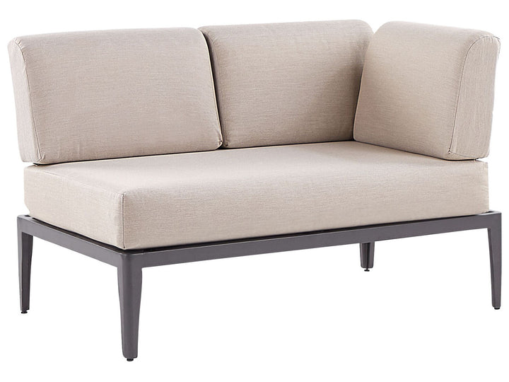 Rima III Garden Corner Sofa with Table 6 Seater Left Hand Modular Metal Beige