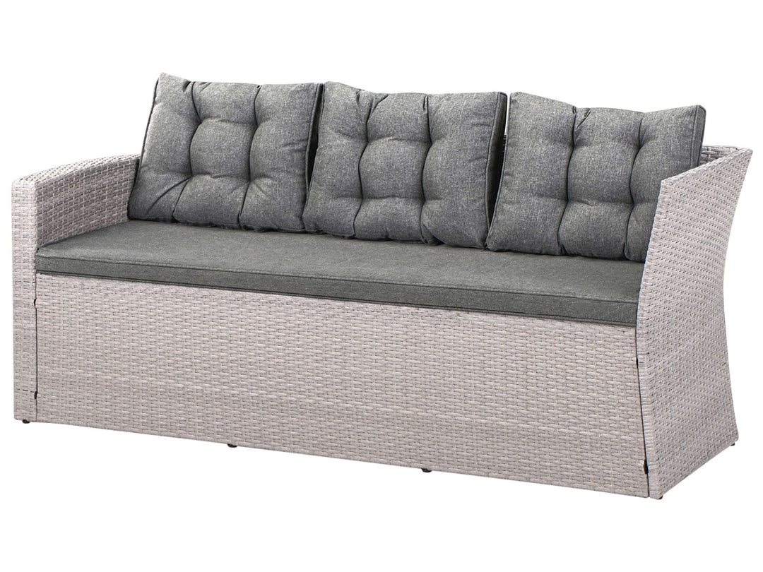 Viterbo 8 Seater PE Rattan Garden Corner Sofa with Bench Grey