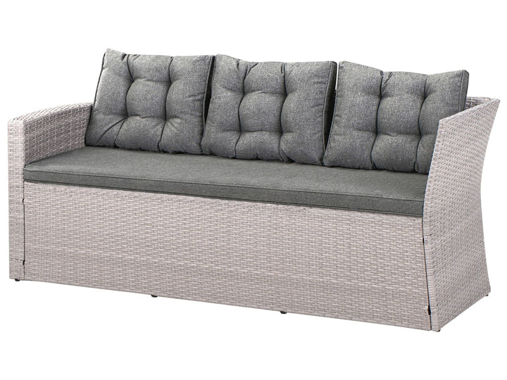 Viterbo 8 Seater PE Rattan Garden Corner Sofa with Bench Grey