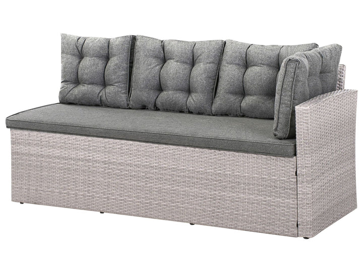 Viterbo 8 Seater PE Rattan Garden Corner Sofa with Bench Grey