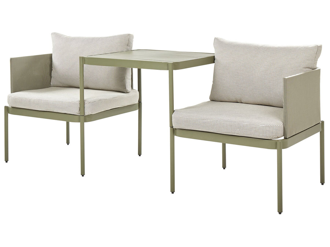 Terracina Garden Lounge Set with Table 2 Seater Metal Olive Green