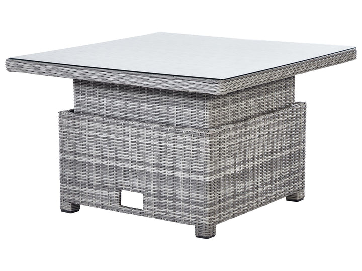 Teglio Garden Lounge Set with Table and Ottoman 9 Seater Modular PE Rattan Grey