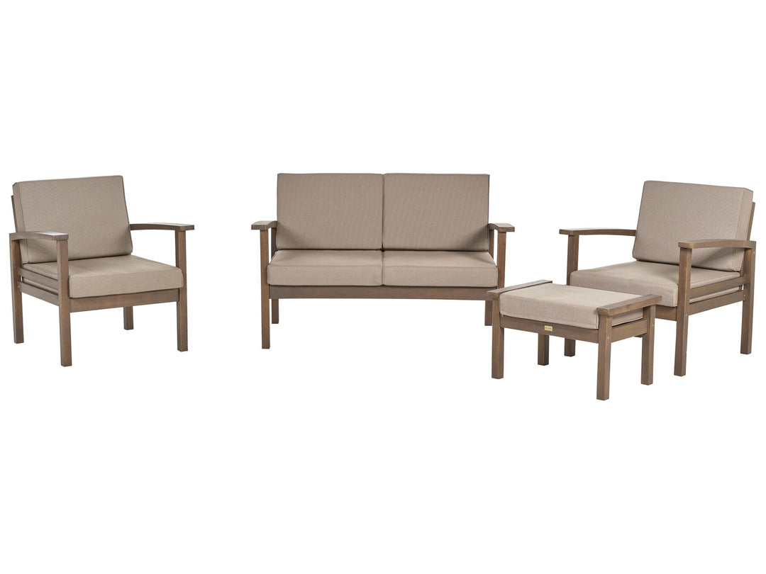 Manila Garden Lounge Set with Table 4 Seater Certified Acacia Wood Dark Brown