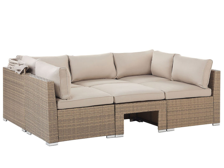 Coccolia Garden Lounge Set with Table 5 Seater Modular PE Rattan Beige