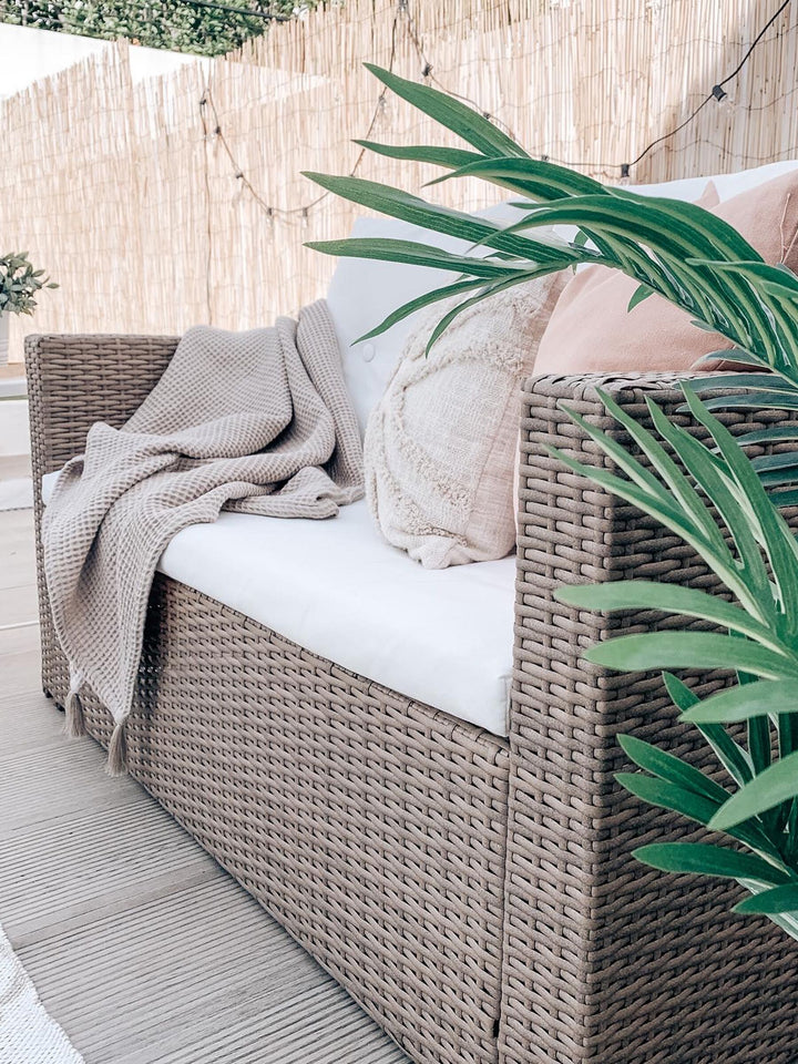 Garden Lounge Set with Table 4 Seater Luca PE Rattan Light Brown