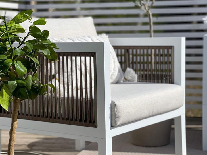 Borello Garden Lounge Set with Table 5 Seater Metal White