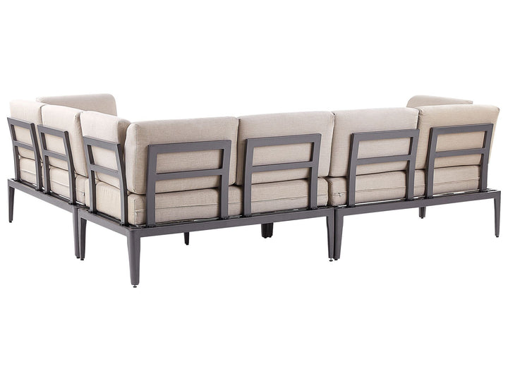 Rima III Garden Corner Sofa with Table 6 Seater Left Hand Modular Metal Beige