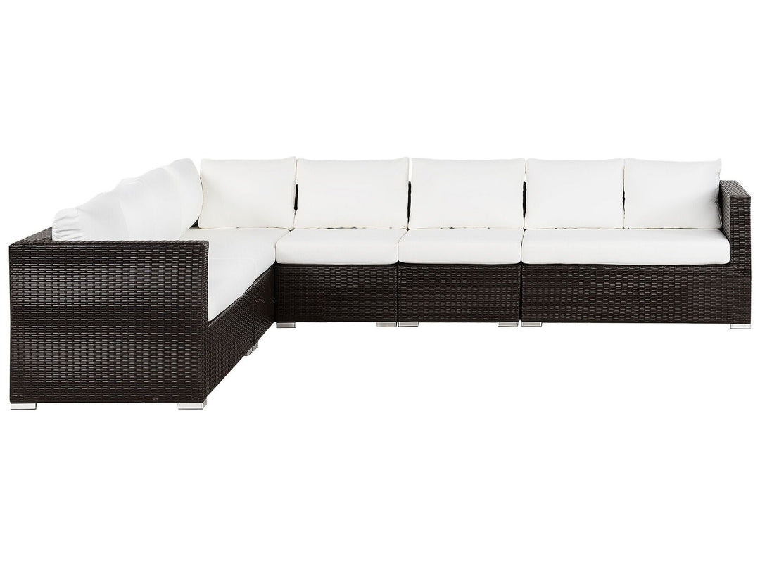 Garden Lounge Set with Table 8 Seater XXL Right Hand Modular PE Rattan Dark Brown